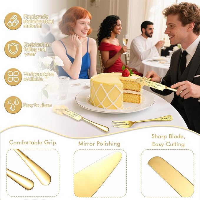 Custom Wedding Cake Knife and Server Set Personalized Cake Cutter - Image 7