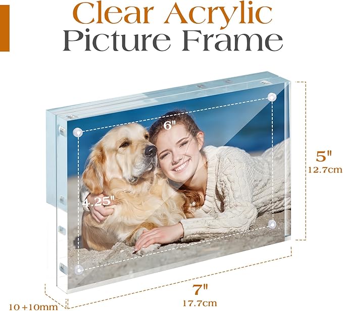 TWING Acrylic Picture Frame 5 x 7 Inch 2 Pack Magnetic Photo Frame Horizontal - Image 2