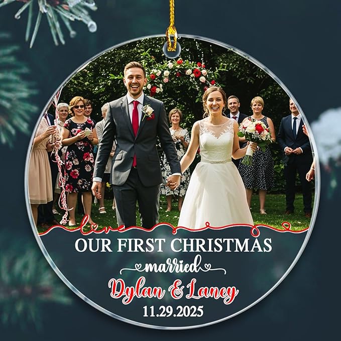 Customized Our First Christmas Married Ornament, Personalized Date/Names & by BixDori