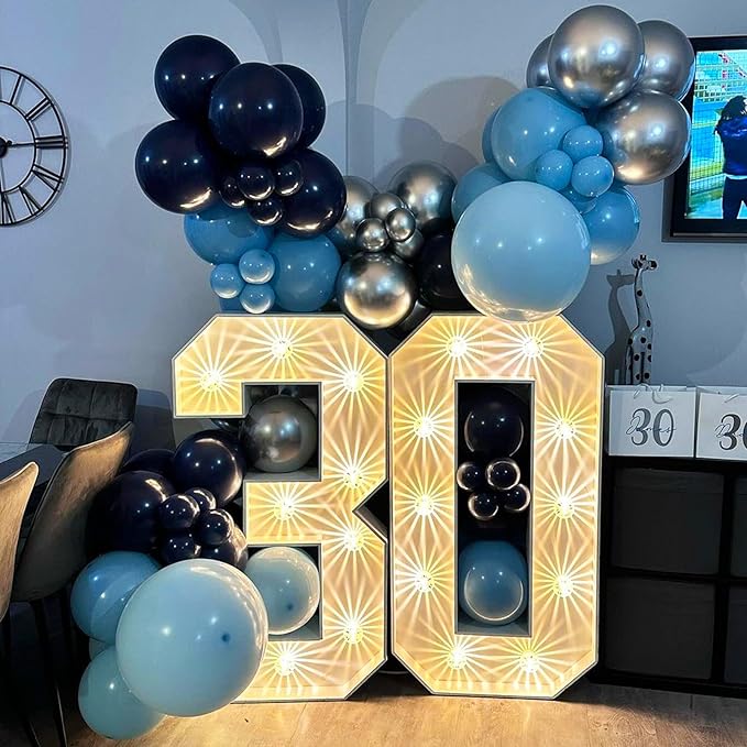 Blue Silver Balloons Set, 12 Inch Blue and Silver Balloons Dark Navy and - Image 5