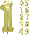 40 Inch Numbers 1 Light Gold Large Balloon Digital 1 by Lnhiya