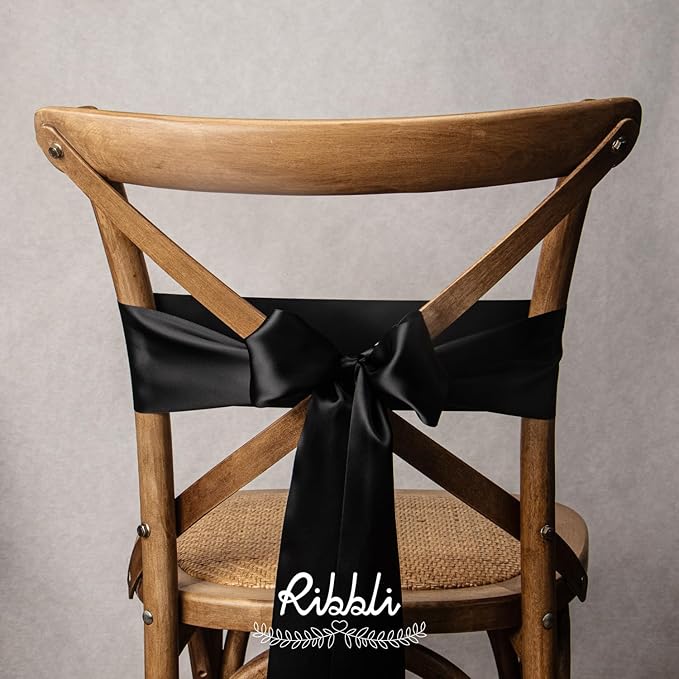 Ribbli Black Satin Ribbon 4 Inch Wide Black Ribbon - Image 4