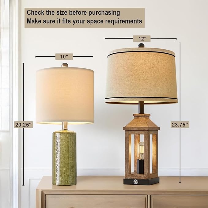 20.25" Small Single Table Lamp for Bedroom Modern Ceramic Nightstand Lamp - Image 3