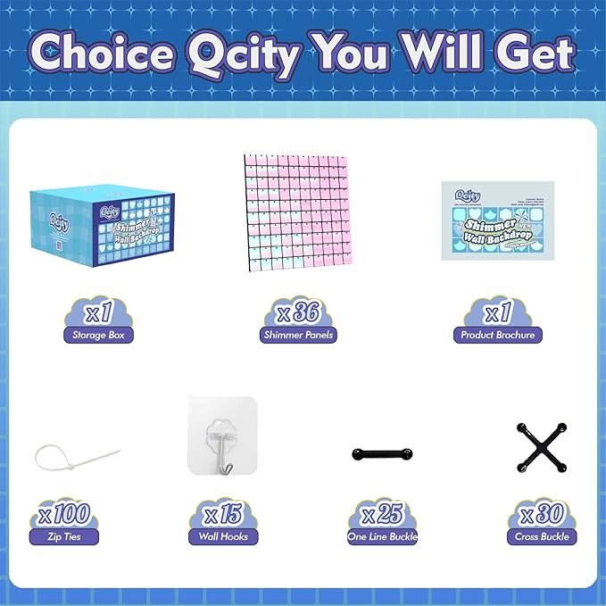 Qcity Iridescent Pink Shimmer Wall Backdrop 36PCS, Square Sequin Glitter - Image 2