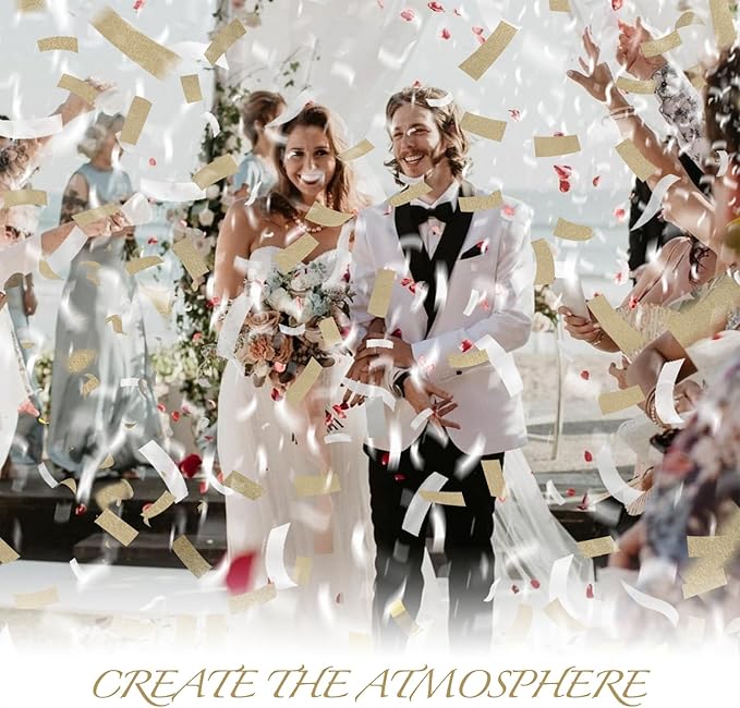 White Mix Gold Rice Confetti Cannon, 12inch Party Poppers - Image 6