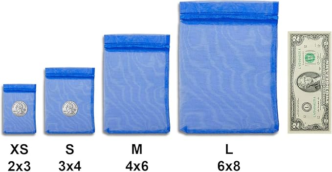 TheDisplayGuys 100-Pack 3x4 Royal Blue Sheer Organza Gift Bags - Image 5