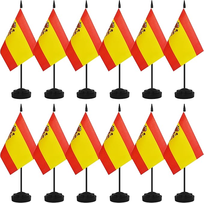 12 Pack Spain Desk Flags, Spanish Desktop Flag, Small Miniature Office Flags by Unknown