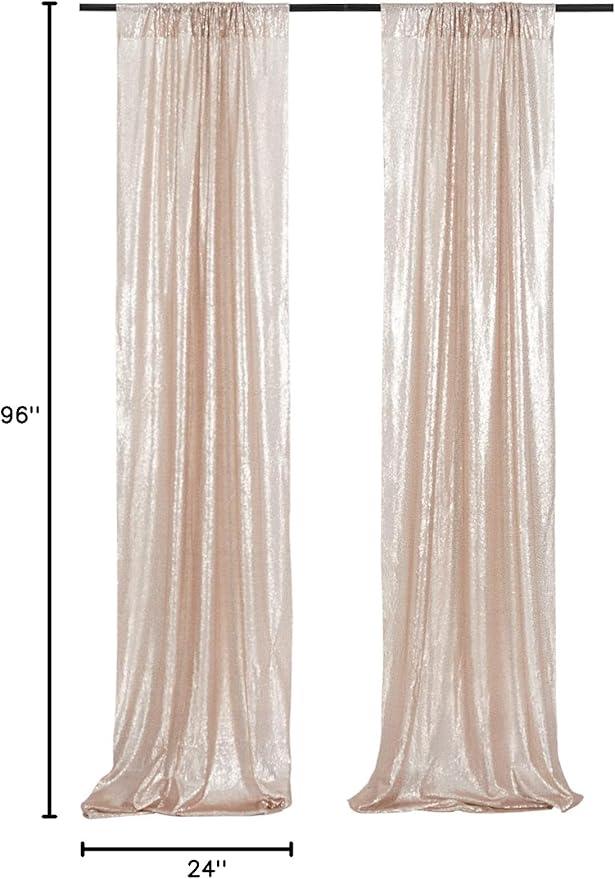Poise3EHome Champagne Sequin Backdrop Curtains, 4 Panels 2FTx8FT Glitter - Image 9