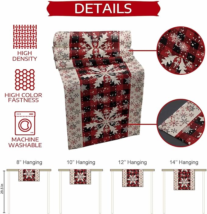 Buffalo Plaid Christmas Cotton Linen Table Runner - Image 8