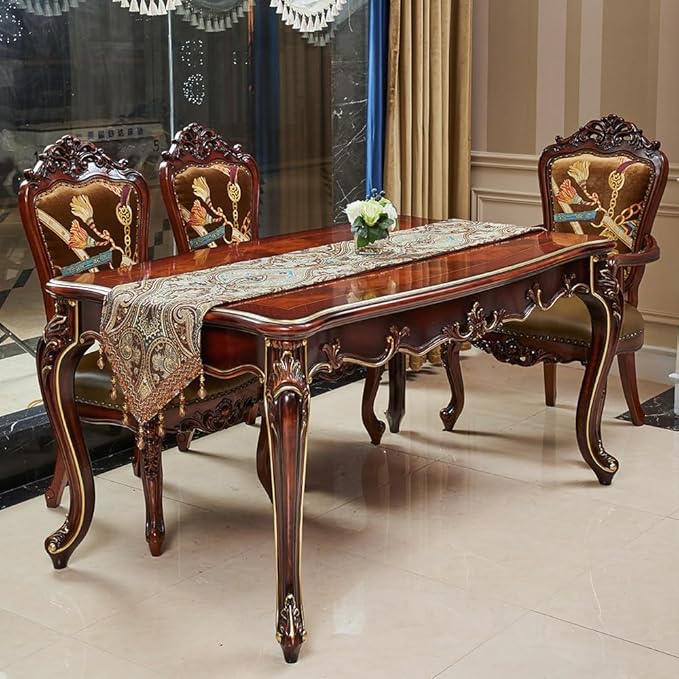 Luxury Vintage Design Table Runner 60 inches Long Embroidery Jacquard Fabric - Image 7