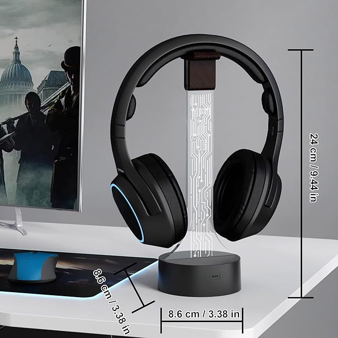 Light up Headphone Stand for Desk, Gaming Headset Holder RGB - Image 3