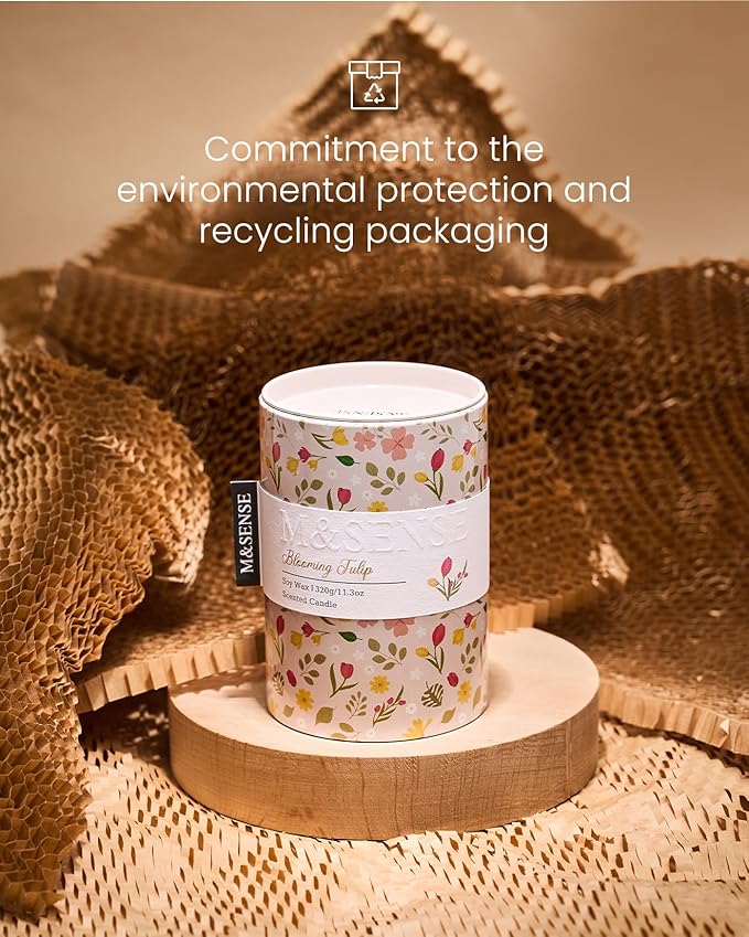 M&SENSE Blooming Tulip Scented Candle, Medium Jar Candle 11.3oz Natural Soy Wax - Image 5