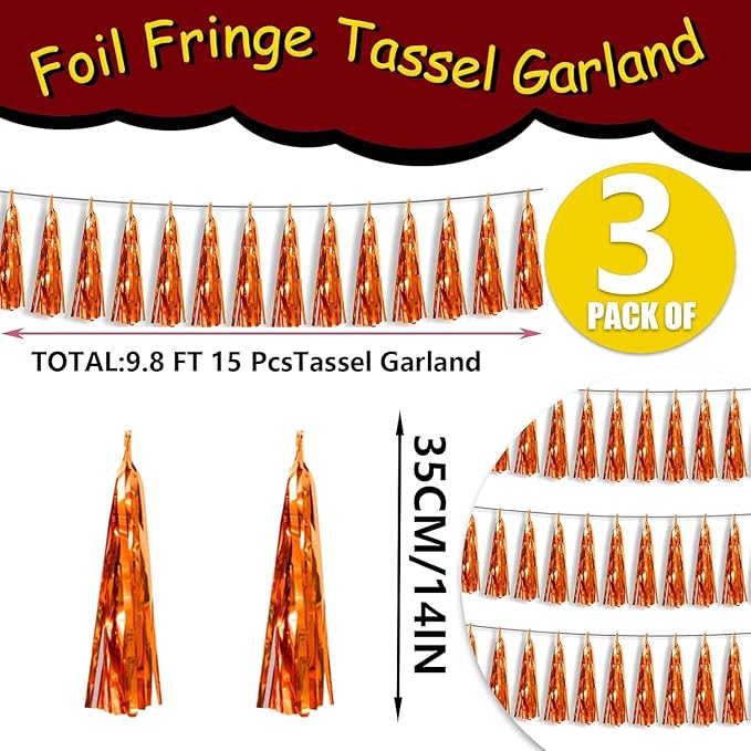 3P Metallic Fringe Tassel Banner Garland Foil Tinsel Streamer Wall Hanging - Image 3
