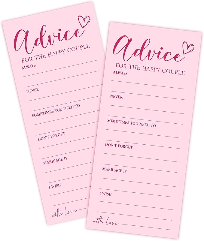4x9 Inch Wedding Advice Cards, Advice and Wishes by heiyihe