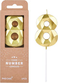 PHD CAKE 2.76 Inch Crystal Gold 8 Number Birthday Candles, Cake Number Candles by PHDCAKE