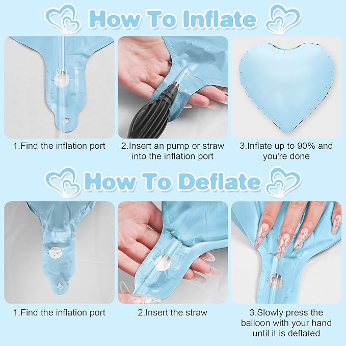 Blue Green White Heart Balloons - Image 7