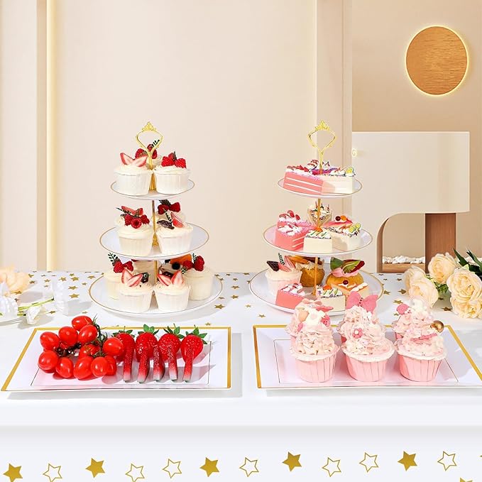 DI QIU REN 8PCS Cake Stand Set, Plastic Cupcake Stands - Image 2