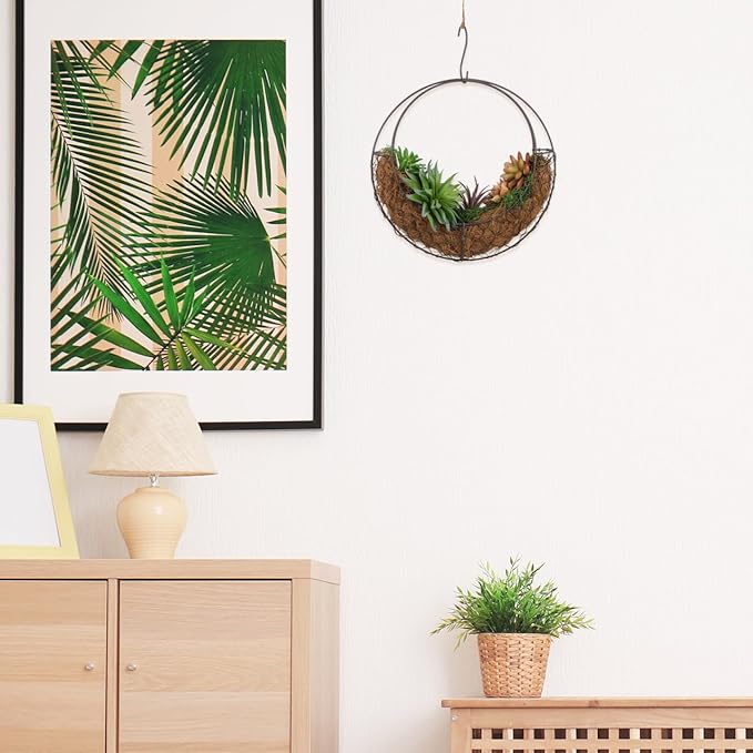 TOYANDONA Round Wire Wreath Frame: Moon Shaped Metal Hanging Sphere Planter - Image 8