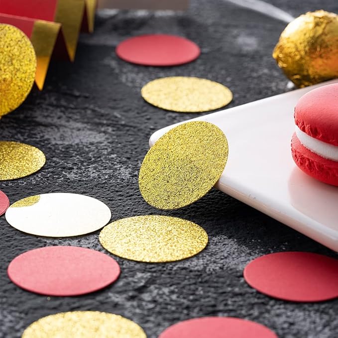 Gold and Red Confetti Table Decoration - Image 3