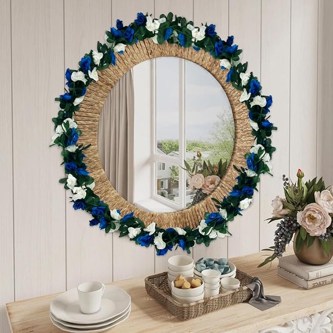 16Pcs 126Ft Royal Blue&White Rose Garland, Fake Rose Hanging Flowers, - Image 5