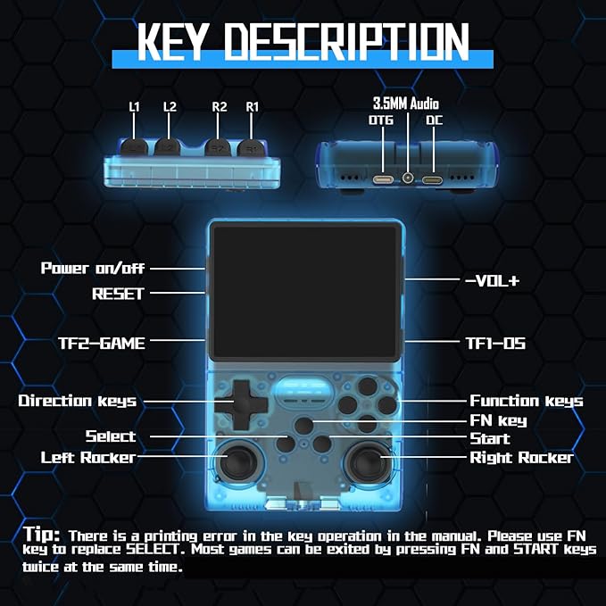 FVBADE R40S PRO Handheld Game Console 3.5 inch IPS Screen Mini Retro Console - Image 4