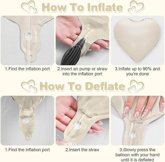Purple Cream White Heart Balloons - Image 7