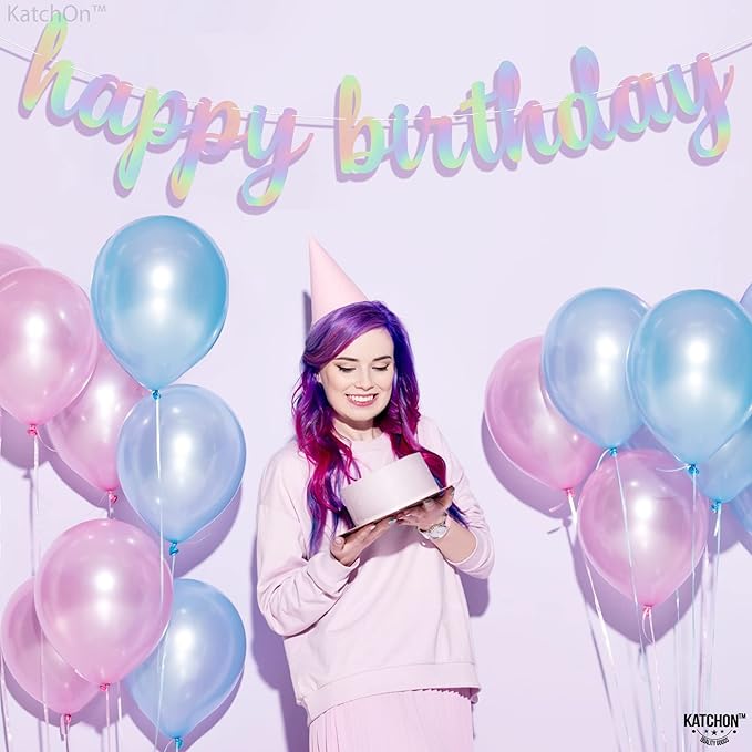 KatchOn, Pre-Strung Iridescent Happy Birthday Banner - Image 5