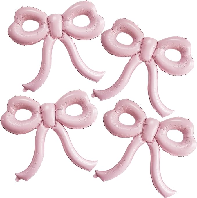 4 Pcs Light Pink Bow Balloons Bow Party Decorations by Unknown