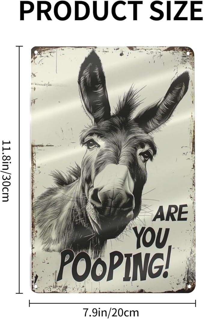 Funny Donkey "Are You Pooping?" Tin Sign - Image 2