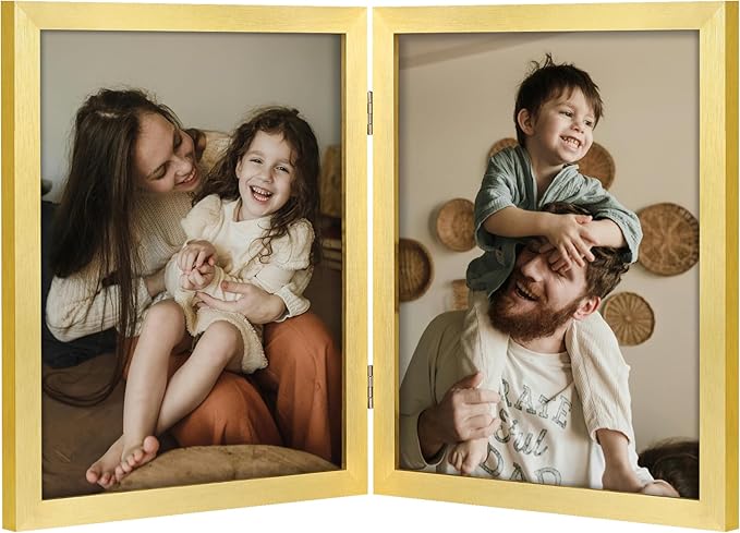 decorUhome Double 8x10 Picture Frame Vertical, Engineered Wood Bifold Photo by decorUhome