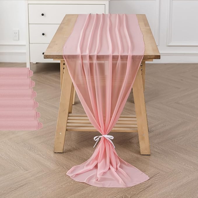 6Pack 9ft Chiffon Table Runner 14x108 Inch Sheer Romantic Table Runner - Image 6