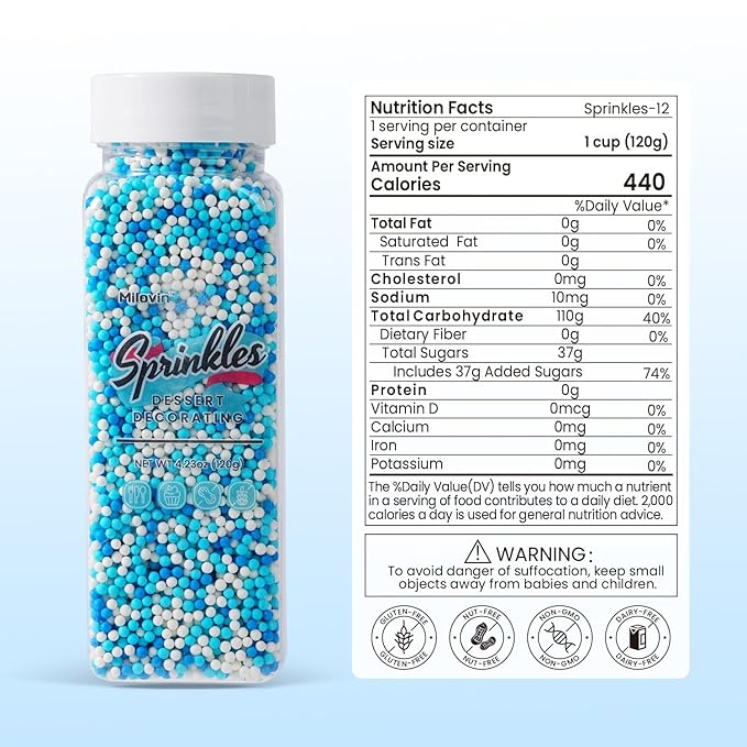 Blue Edible Pearl Sprinkles 2mm, Nonpareils Sprinkle - Image 2