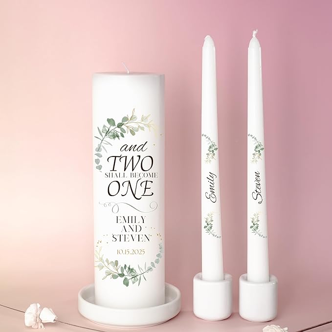 Unity Candles for Wedding, Modern Unity Set, Custom and Personalized Pillar and - Image 8
