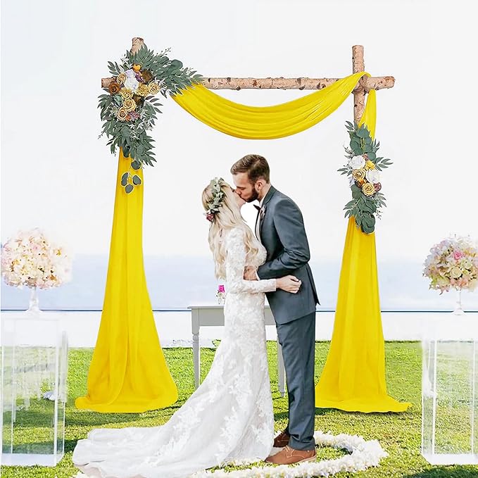 2 Pack 10Ft Chiffon Yellow Table Runner Sheer 29x120 Inch - Image 9