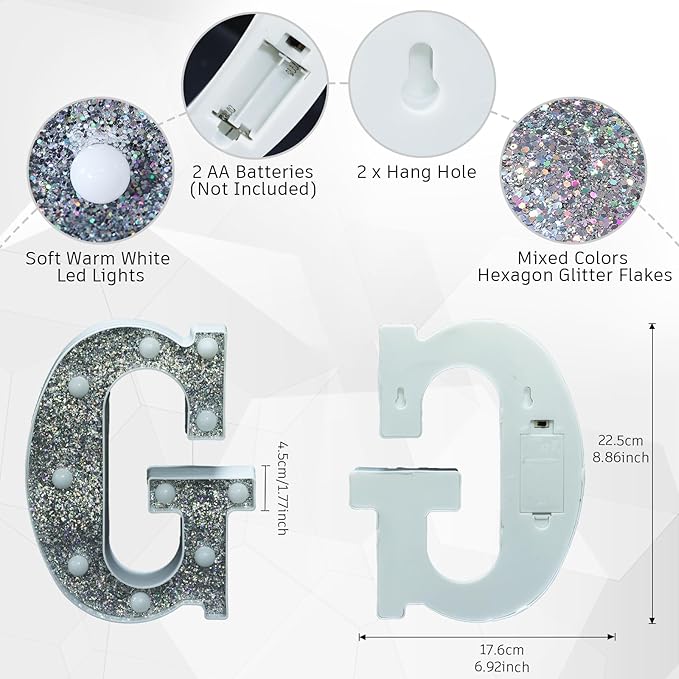 Marquee Light Letters for Table Decorations, Glitter Light Up Signs for Prom - Image 3
