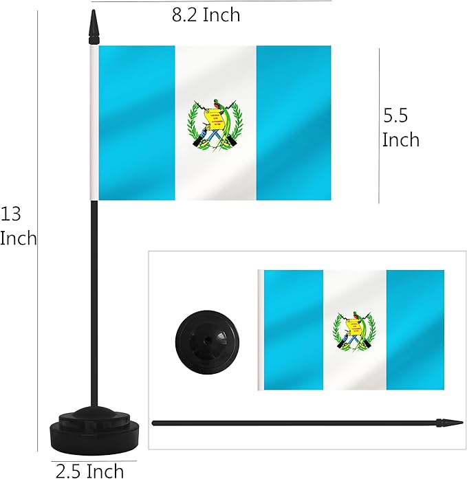 2 Pack Guatemala Desk Flag Set, Guatemalan Desktop Small Miniature Table Office - Image 2