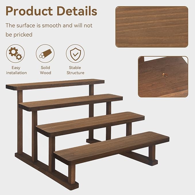 2PACK Spice Rack Stand 4 Tier Wooden Display Shelf - Image 3