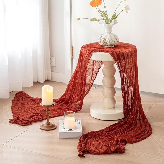Sioloc Terracotta Table Cloth Cheesecloth Table Runner 10ft Rustic - Image 5