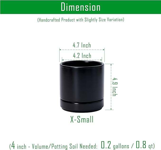 D'vine Dev Set of 4 Small Ceramic Plant Pots, 4.7 Inch Succulent Planter Pot - Image 3