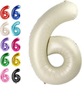 40 Inch Cream White Mylar Foil Number 6 Birthday Balloon, Digital Balloons by Upgesy