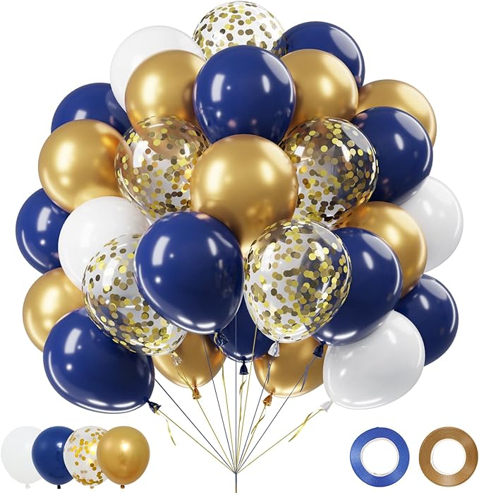 Netnology Navy Blue Gold Balloons Set by Netnology