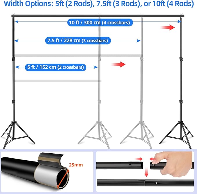 Hemmotop Photo Backdrop Stand, 10x7 ft Background Stand - Image 3