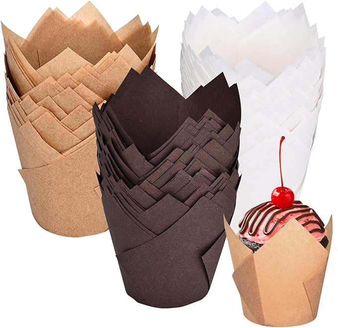 Tulip Cupcake Liners for Baking 200 Cups, Unbleached Parchment paper Muffin by Unknown