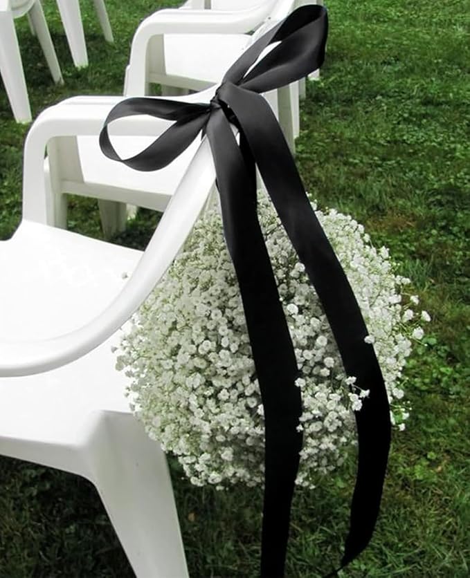 2 Inch Black Satin Ribbon 50 Yards Solid Fabric Ribbons - Image 5