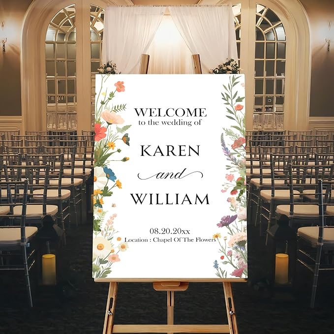 Personalized Wildflower Wedding Welcome Sign, Floral Personalized Sign by Unknown