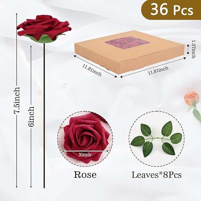BLEUM CADE 36Pcs Artificial Flowers Fake Roses - Image 3