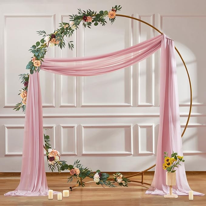 Wedding Arch Draping Fabric, 1 Panel 30" x 20Ft Dusty Rose Sheer Curtain Drapes - Image 7