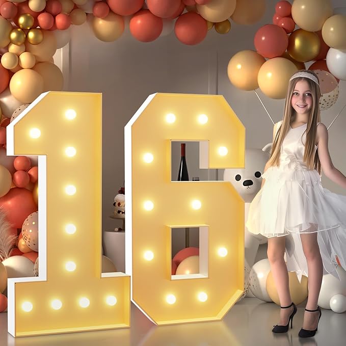 imprsv 4FT Marquee Numbers 16th Birthday Decorations by Letsmakeitimpressive