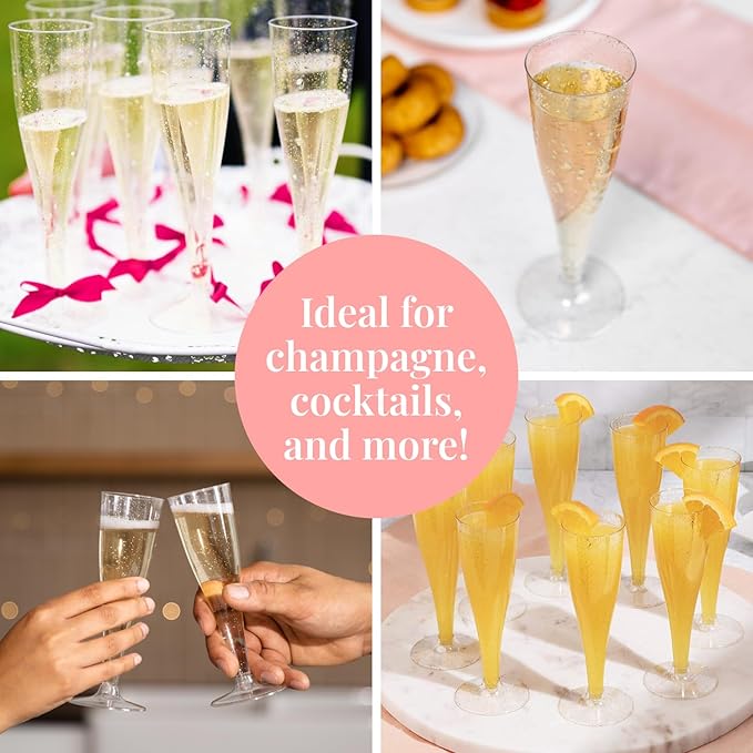 Prestee 200 Disposable Champagne Flutes Plastic 200 Pack - Image 6