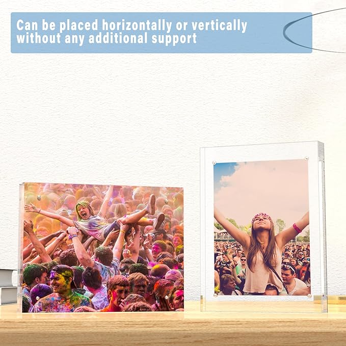 HELPLEX 5 Pack 8x10 Acrylic Picture Frames, 20mm Thicker Frameless Clear Frame - Image 6